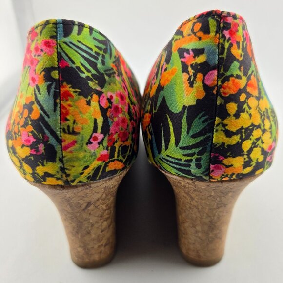 Dexflex Comfort Floral Peep Toe Wedges | Multi-Color Heels | Size 6.5 - Picture 3 of 11